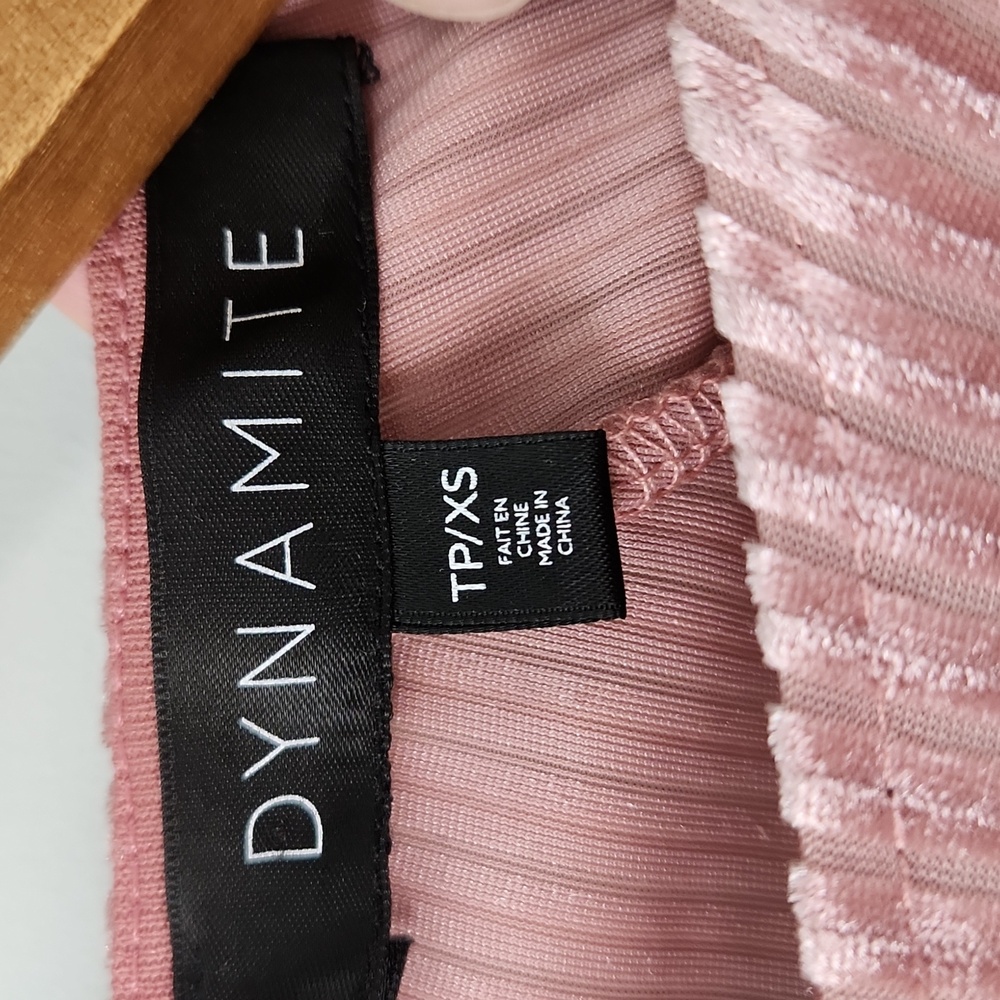 Dynamite Pink Ribbed Velvet Midi Dress – Long Sleeve Bodycon - Picture 5 of 15